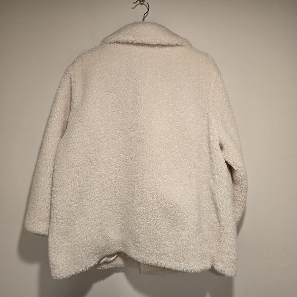 Chicos Shearling Teddy Coat Sz 3.5 US 18 English Cream White Faux Fur Peacoat - Picture 8 of 13